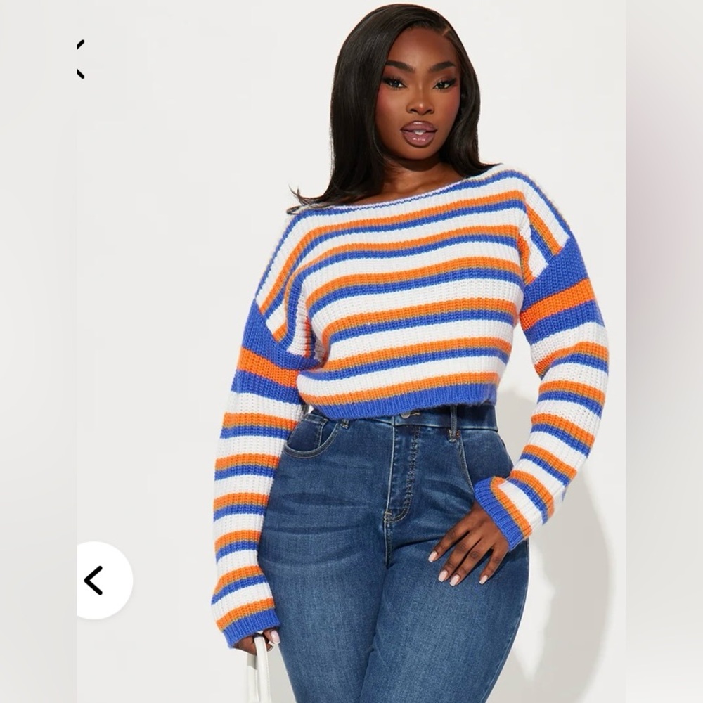 Colorful Striped Knit Crop Top Sweater